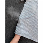 Old Money Style Wind-Textured Vertical-Striped Loose-Fit Lapel Polo Shirt