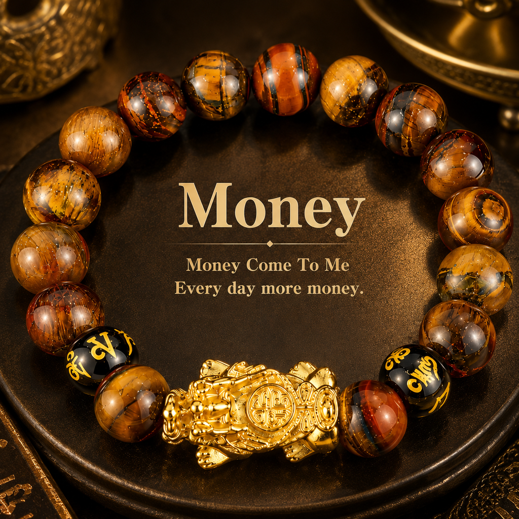 Arpurraina Feng Shui Money Attraction Necklace & Bracelet Set – Green Aventurine & Tiger Eye Pendant Healing Crystal Stone