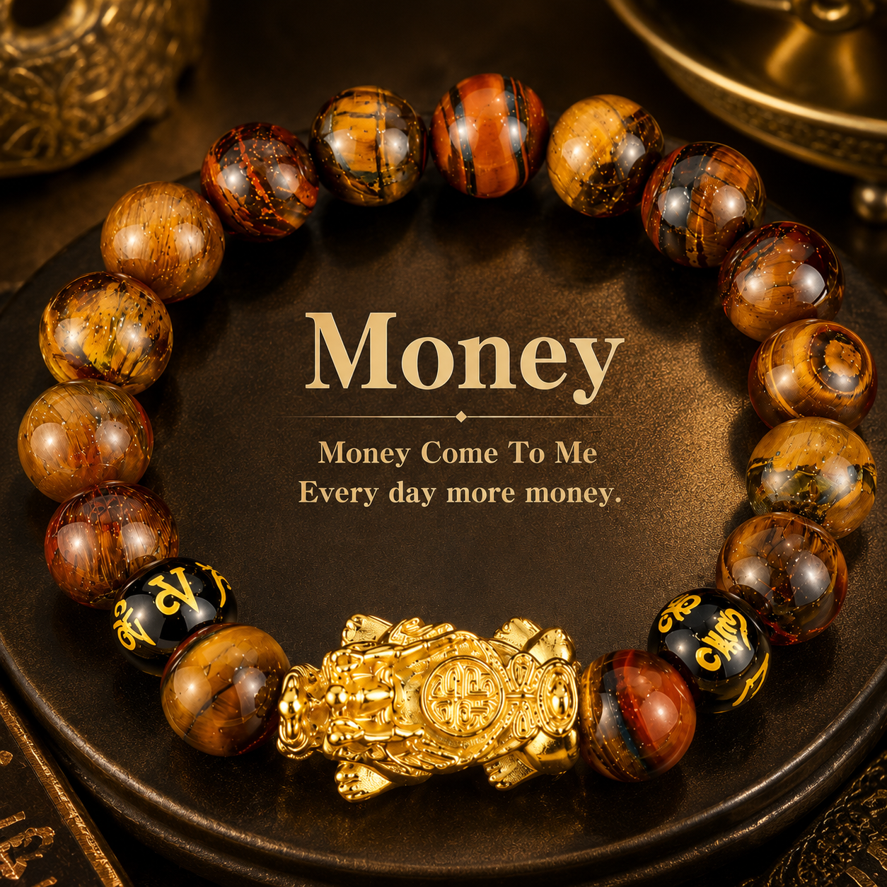 Arpurraina Feng Shui Money Attraction Necklace & Bracelet Set – Green Aventurine & Tiger Eye Pendant Healing Crystal Stone
