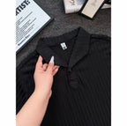 Old Money Style Wind-Textured Vertical-Striped Loose-Fit Lapel Polo Shirt