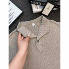Old Money Style Wind-Textured Vertical-Striped Loose-Fit Lapel Polo Shirt