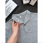 Old Money Style Wind-Textured Vertical-Striped Loose-Fit Lapel Polo Shirt