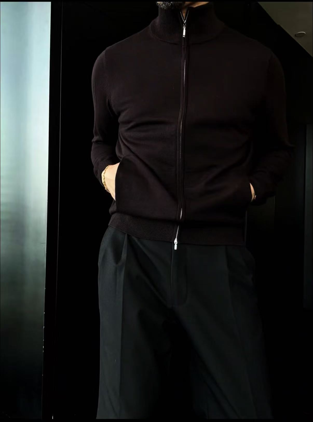 2026 Fall/Winter Old Money–Style Knit Cardigan with a Two-Way Zipper