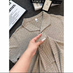 Old Money Style Wind-Textured Vertical-Striped Loose-Fit Lapel Polo Shirt