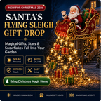 🧑‍🎄✨2026 New Santa‘s Flying Sleigh Gift Cascade-Solar Christmas Garden Light