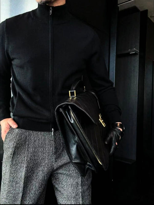 2026 Fall/Winter Old Money–Style Knit Cardigan with a Two-Way Zipper