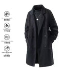 Textured Double-Breasted Long Coat