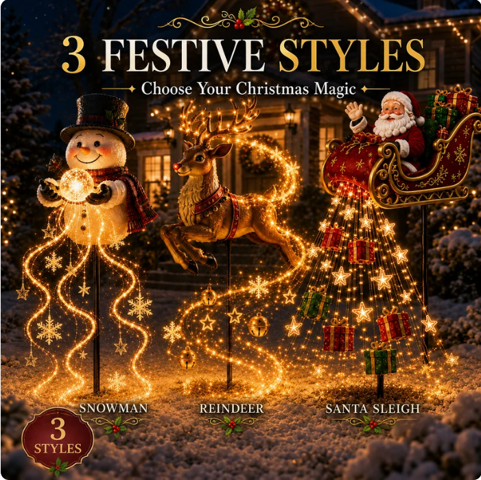 🧑‍🎄✨2026 New Santa‘s Flying Sleigh Gift Cascade-Solar Christmas Garden Light