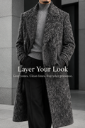 Textured Double-Breasted Long Coat