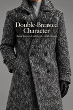 Textured Double-Breasted Long Coat