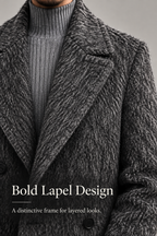 Textured Double-Breasted Long Coat