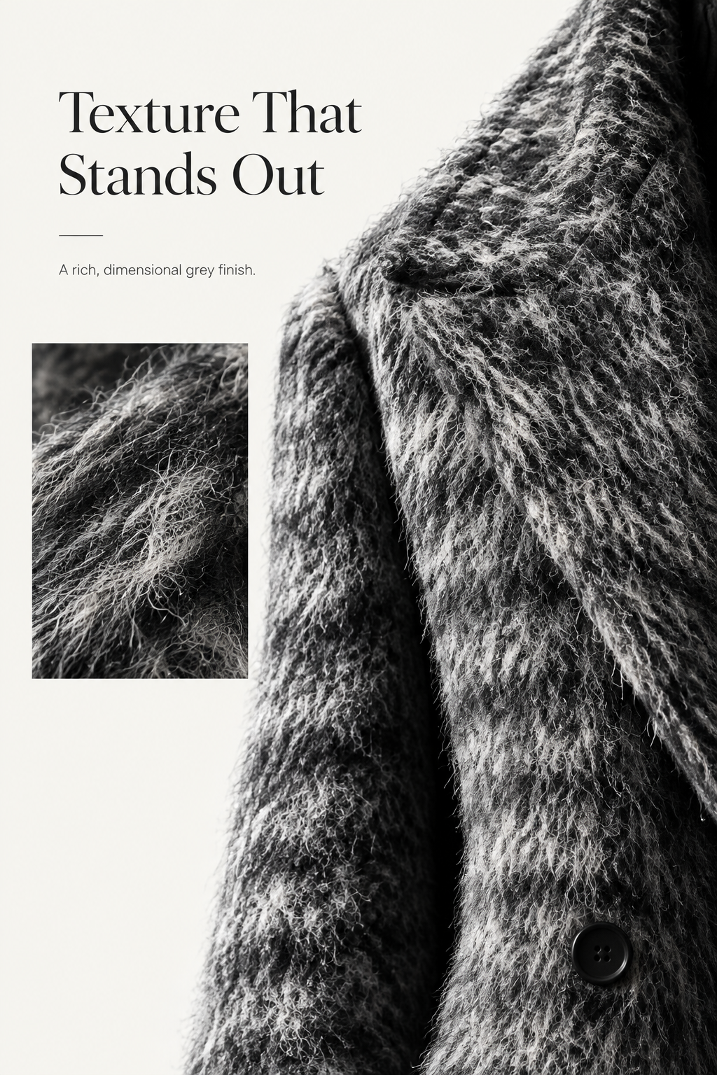 Textured Double-Breasted Long Coat