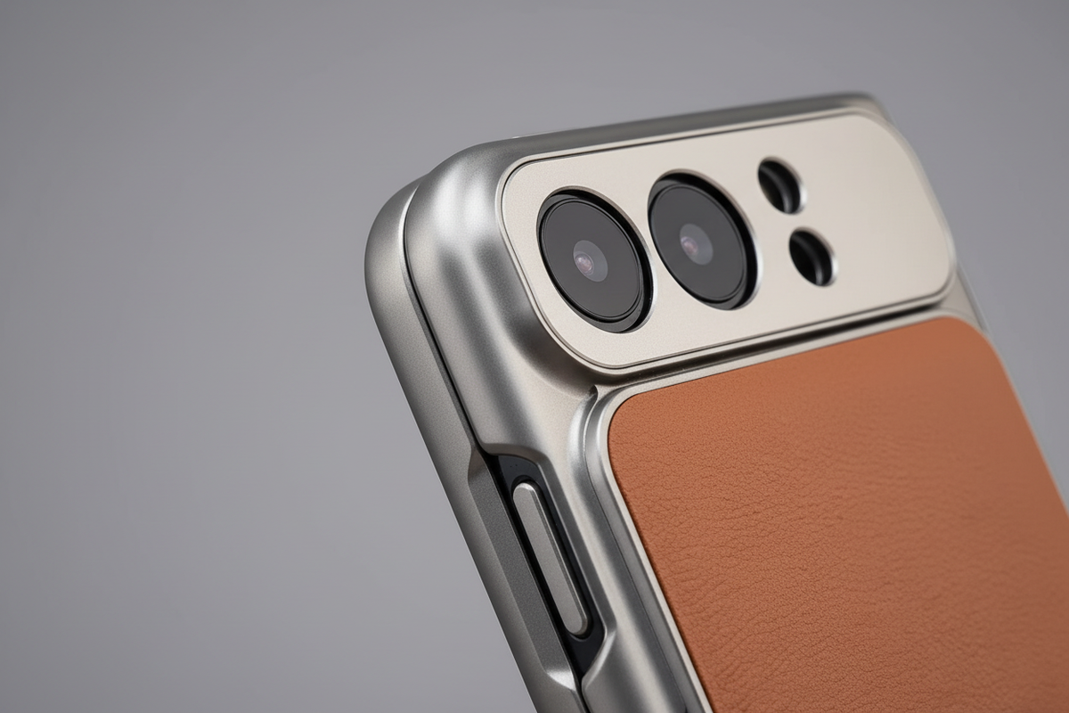 Close-up detail of the Aurastone iPhone 18 Duo Case