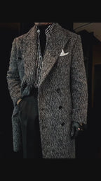 Textured Double-Breasted Long Coat
